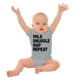 thumbnail image 3 of Milk Snuggle Nap Repeat Babes Routine Romper Boys or Girls Infant Baby Brisco Brands NB, 3 of 6