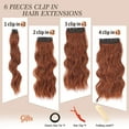 thumbnail image 3 of MORICA Clip in Hair Extension 20 Inch Burgundy 6PCS Natural Long Wavy Curly Hairpieces for Women Thick Synthetic Fiber Double Weft Hair Full Head, 3 of 5