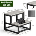 thumbnail image 4 of 2 Step Stool for Adults Kids, Heavy Duty Sturdy Steel Frame with Wooden Steps, Bedside Foot Stool with 500lbs Load Capacity, Non-Slip Step Stool for High Bed, Kitchen, RV Step - Rustic Brown, 4 of 9