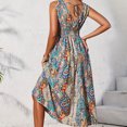 thumbnail image 6 of Drses Women's Boho Paisley Maxi Dress V Neck Cap Sleeve Smocked Ruffled A Line Long Summer Dresses, 6 of 6