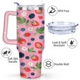 thumbnail image 3 of Strawberry Fruit Cup with Handle and Straws 40 OZ Stainless Steel Travel Coffee Mug Birthday Present for Men Dad Son Husband Gifts for Him/Her Water Bottle, 3 of 7