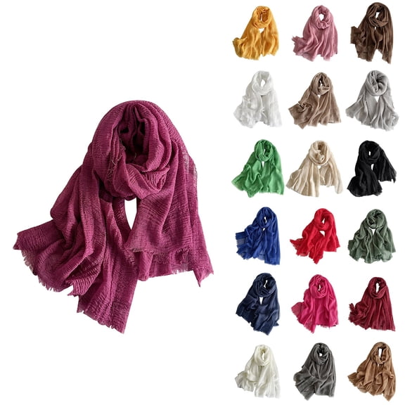 Helii Cotton Blend Soft Linen Scarf Fringed Edges Lightweight Travel Shawl for Women and Men