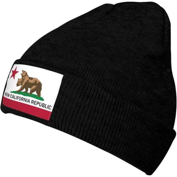 New California Republic Beanie Hat Adult Warm Skull Cap Casual Skiing Hat Classic Knit Hat for Mens Womens