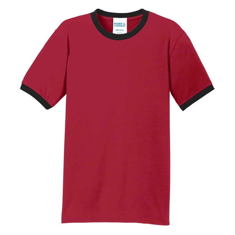 ■LUMEN■ Ringer short sleeve t-shirt 2183B199_250 Mens Short Sleeve Core Cotton Soft Classic Ringer Tee Red