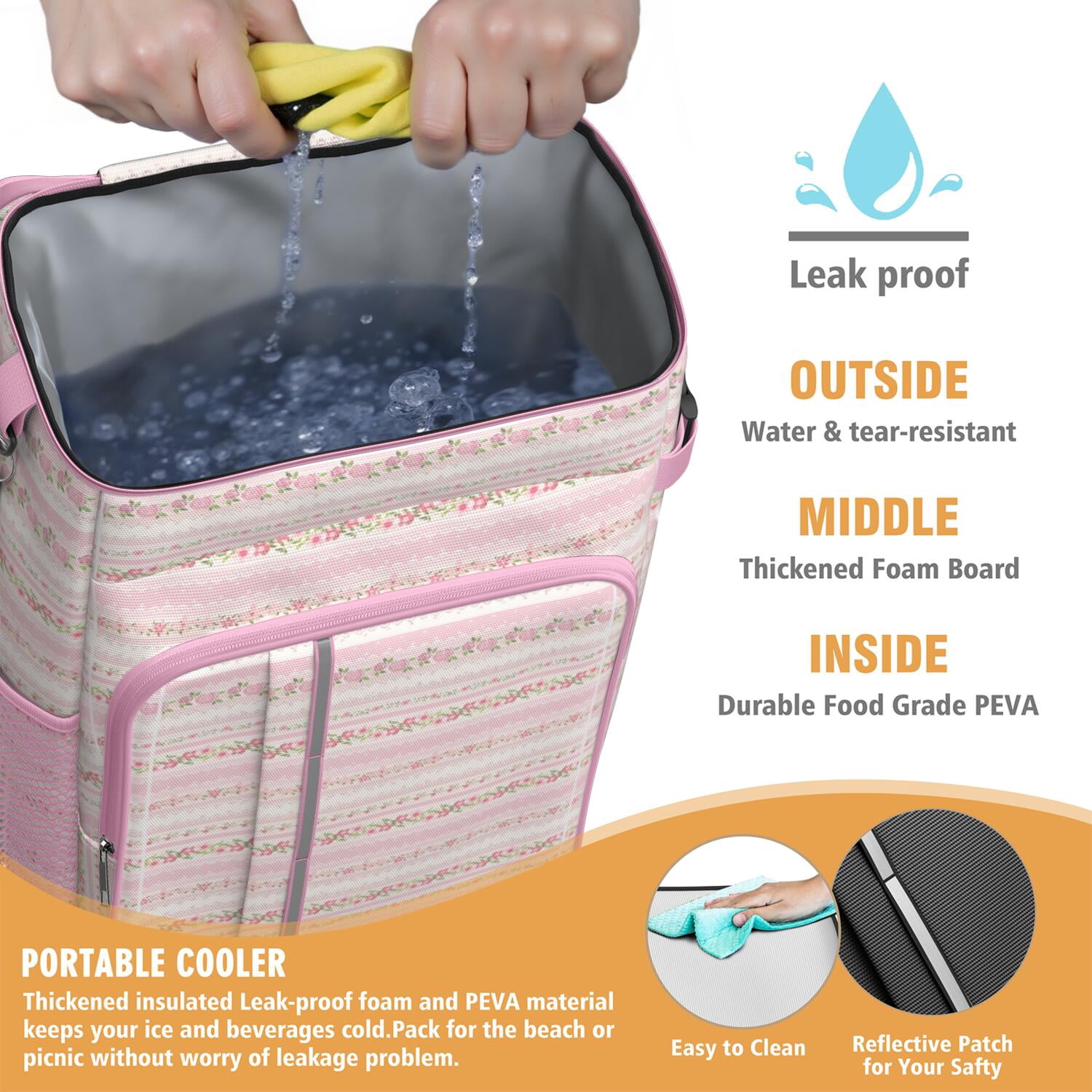 Travel Cooler Bag - Boho Bohemia Pioneer Flower Geometric Line Art Camping Beer Cooler Backpack with Bottle Opener- Waterproof Insulated Picnic Backpacks - Cooler Bag for Beach