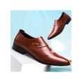 thumbnail image 5 of Fangasis Men Dress Shoes Glossy Oxfords Wingtips Brogues Work Fashion Leather Shoe Brown Net 6.5, 5 of 7