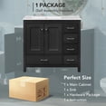 thumbnail image 6 of DTTRA 36" Bathroom Vanity with Ceramic Sink, Solid Wood Frame Storage Cabinet, Soft Close Doors, 5 Drawers and Handles, Black, 6 of 8