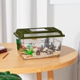 thumbnail image 1 of Runquan Turtle Bathing Tank Amphibians Breeding Box Reptile Habitat Food Feeding Box green, 1 of 8