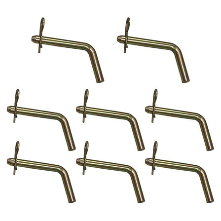 8 Pack AgraLink Bent Trailer Hitch Pins and Clip with Grooved Head, 1/2-Inch Diameter, 3" Usable Length