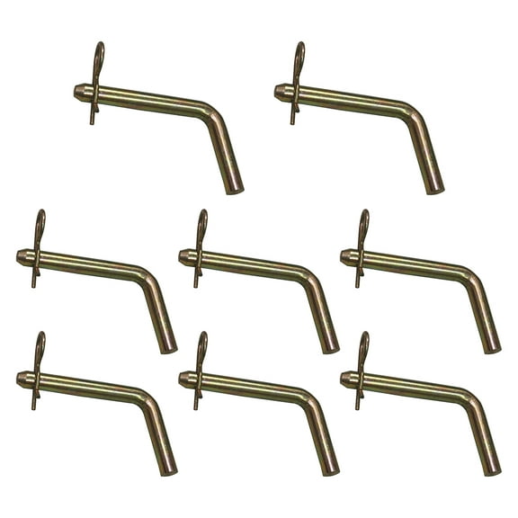 8 Pack AgraLink Bent Trailer Hitch Pins and Clip with Grooved Head, 1/2-Inch Diameter, 3" Usable Length