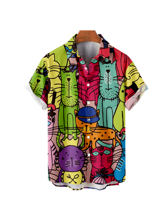 Cat print clearance button up shirt