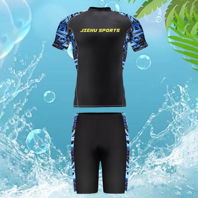 Men's Suit Set for Everyday Wear Swim Trunks with Rash Guard Shirt Offering UPF 50+ Sun for Beach and Pool