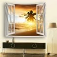 thumbnail image 3 of EREHome Open Window Beach Beautiful Sunset Beach Tapestry Polyester Fabric Tapestries Wall Art Hanging 60x80 Inches, 3 of 3