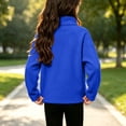 thumbnail image 5 of ATOGUTA Girls Turtleneck Sweatshirt Blue Kids Long Sleeve Half Zip Fleece Sweatshirts Casual Fashion Spring Fall Clothes Size 5T-15, 5 of 7