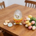 thumbnail image 4 of Easter Egg Rabbit Snow Globe Desktop Ornament, Glass Egg with Bunny Figurine, Resin Base for Home, Living Room & Easter Party Decor, 4 of 4