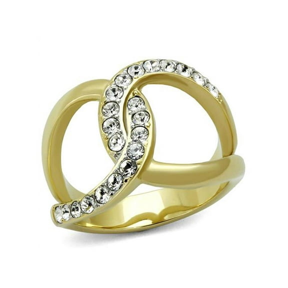14K Gold Plated Stainless Steel Crystal Infinity Fashion Ring Women's Size 7