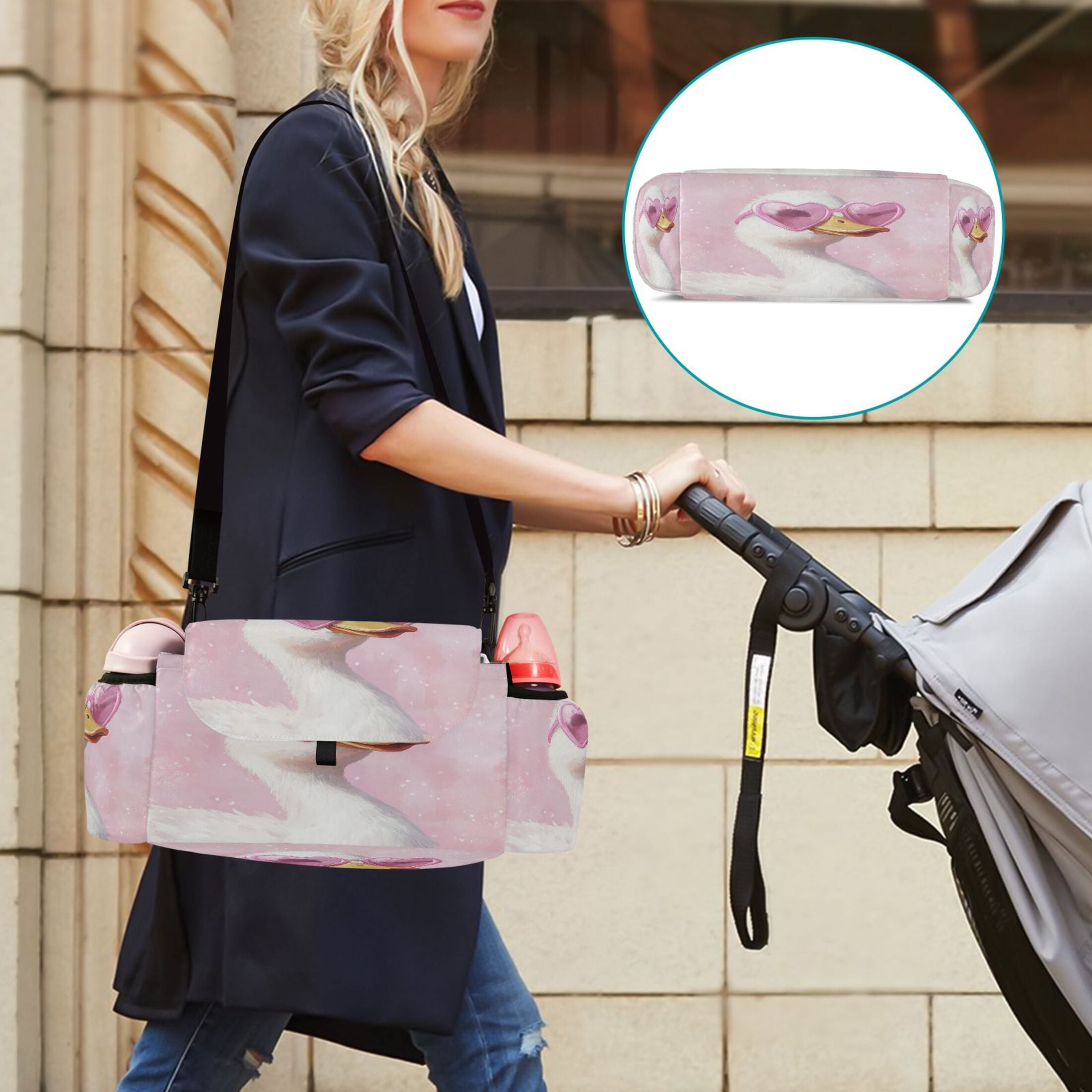 DIXRUYEE Stroller Organizer Joyful Duck Printed