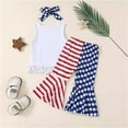 thumbnail image 4 of YunPes Girls' Wear Hot Holiday Fringe Vest + Independence Day Print Bell Bottom Pants Bow Three Set Star Print, 4 of 6
