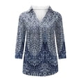thumbnail image 3 of GaThRRgYP Womens Tops Long Sleeve,2024 Fall Womens Tops Plus Clearance Plus Size Tops Save up under 50%,Fashion Woman V Neck Three Quarter 3/4Sleeve T Shirt Printing Blouse Tops Sweatshirt Navy XL, 3 of 5