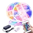 thumbnail image 1 of Tiras De Luces Led De 5 M, Tiras De Led Rgb 5050 Con Control Remoto Por Ir De 24 Teclas Y Fuente De Alimentación, 1 Rollo De Cinta De Luces Led Que Cambian De Color Para Dormitorio, 1 of 5