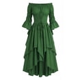 thumbnail image 5 of Guieoi Dresses for Women 2026 Fall Gothic Ballgown with Puff Sleeves and Waist Cinching Plus Size Green M, 5 of 5