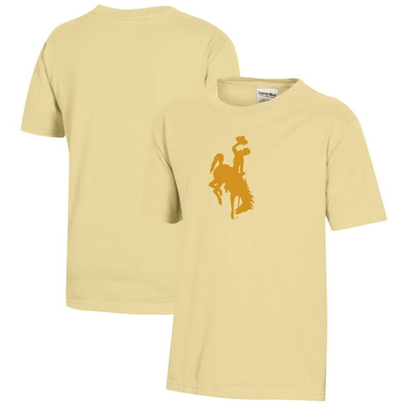 Youth  Gold Wyoming Cowboys Logo Comfort Wash T-Shirt