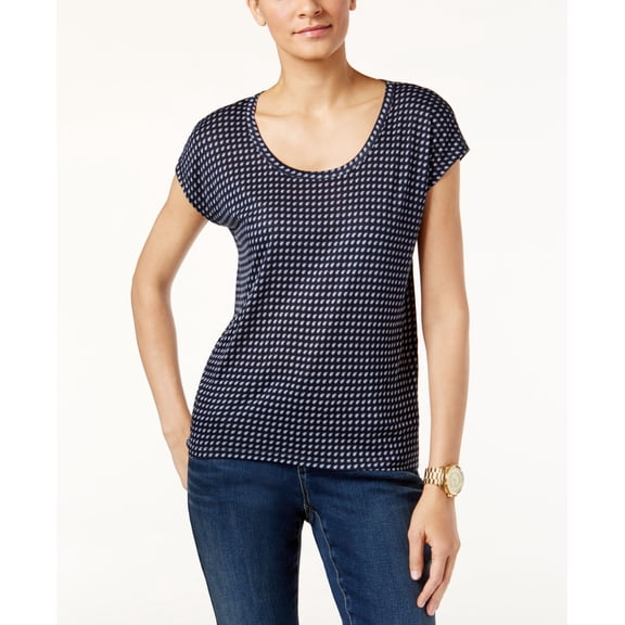 Michael Kors Petite Printed Top New Navy PL