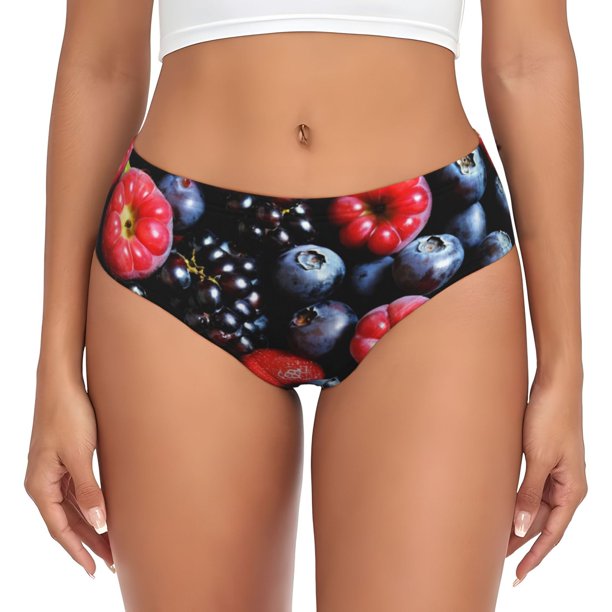 Fotbe Variety Of Fruits And Berries Calzones Estampados para Mujer – Ropa Interior de Algodón, Cómoda, Suave y Elástica-Medium