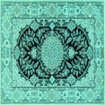 thumbnail image 1 of Ahgly Company Indoor Square Medallion Turquoise Blue Traditional Area Rugs, 8' Square, 1 of 4