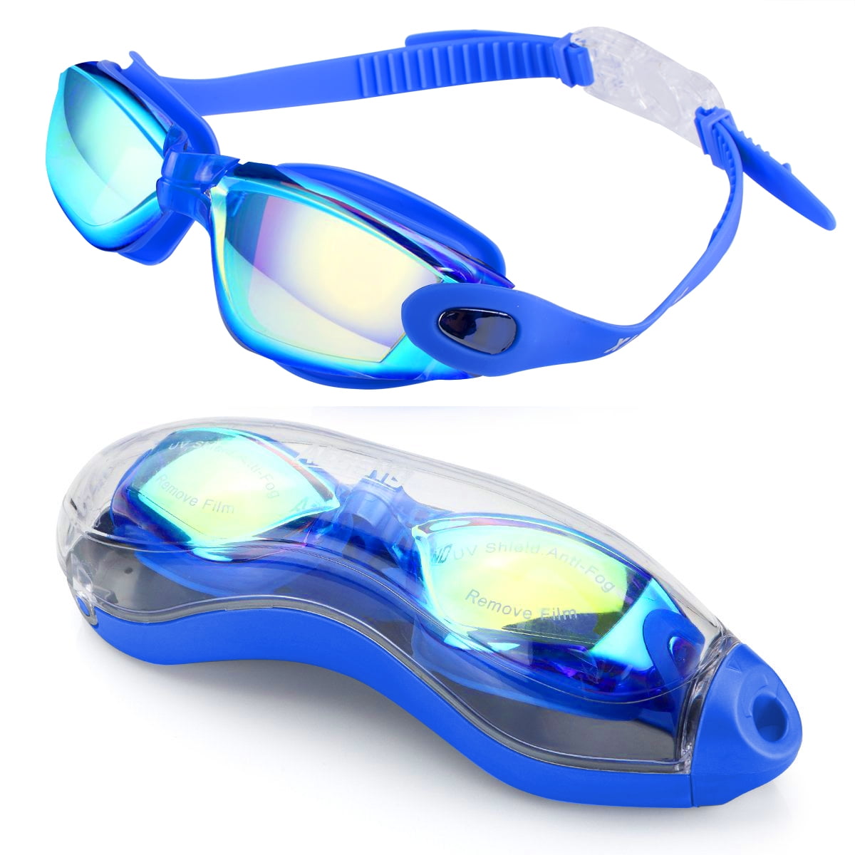 No Leaking Anti Fog UV Protection Swim Goggles with Case for Adult Men Women 
