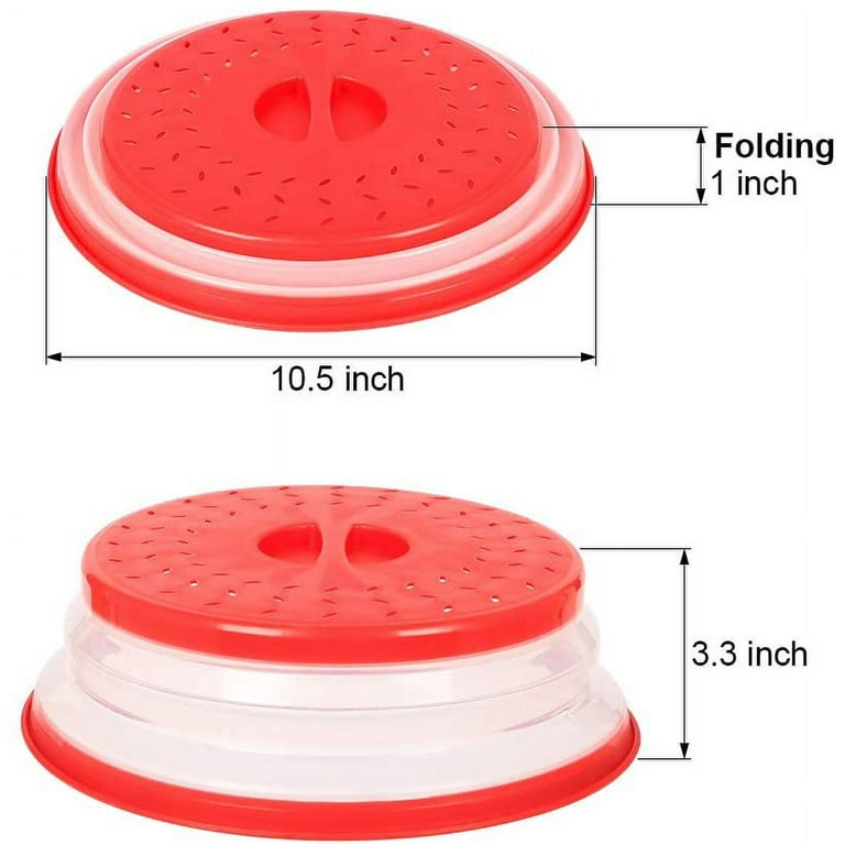 BPA Free Collapsible Microwave Cover for Food Microwave Splatter Cover Food  Strainer Dishwasher Safe 10.5 Inch 2 Pack