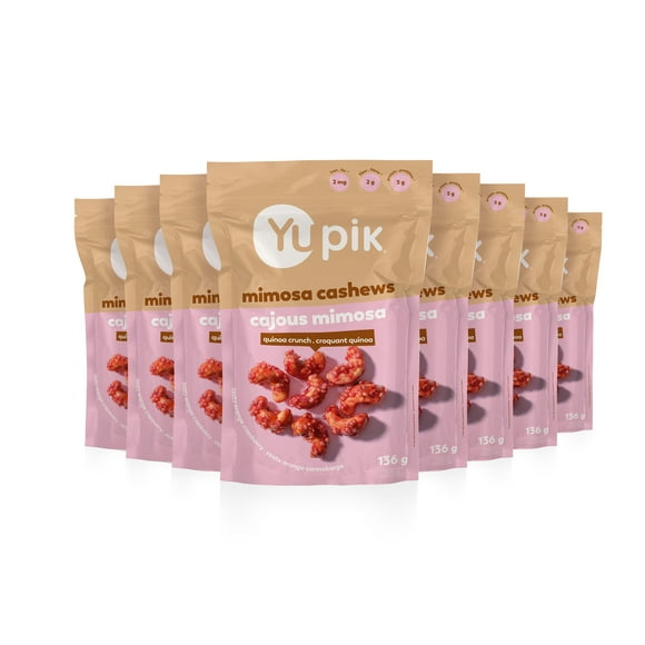 Yupik Orange Cranberry Mimosa Cashews, Kosher, Made with Natural Ingredients, Brunch Flavor, Cocktail-Inspired Snack, Sweet Glazed Cashews with Puffed Quinoa, Party Snack, 8 Count, 136 g