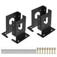 thumbnail image 1 of Unique Bargains 4 Pcs Supports Réglables pour Base de Poteau de Terrasse, Base de Poteau de Terrasse 4'x4' pour Clôture en Bois, Rampe de Terrasse, Boîte aux Lettres, Noir, 1 of 6