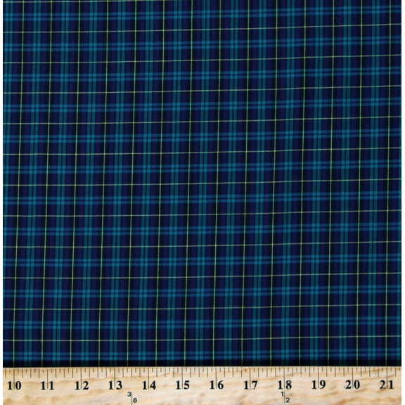 Cotton Sevenberry Classic Plaids Blue Green Yellow Cotton Fabric Print by the Yard (Sb-51010D112-29HUNTER)