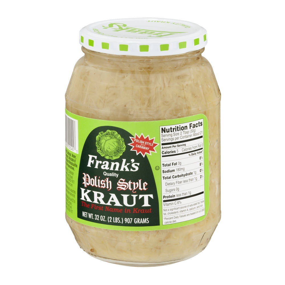 Frank's Quality Polish Style Shredded Sauerkraut, 32 Oz Jar, Mild Spice Level