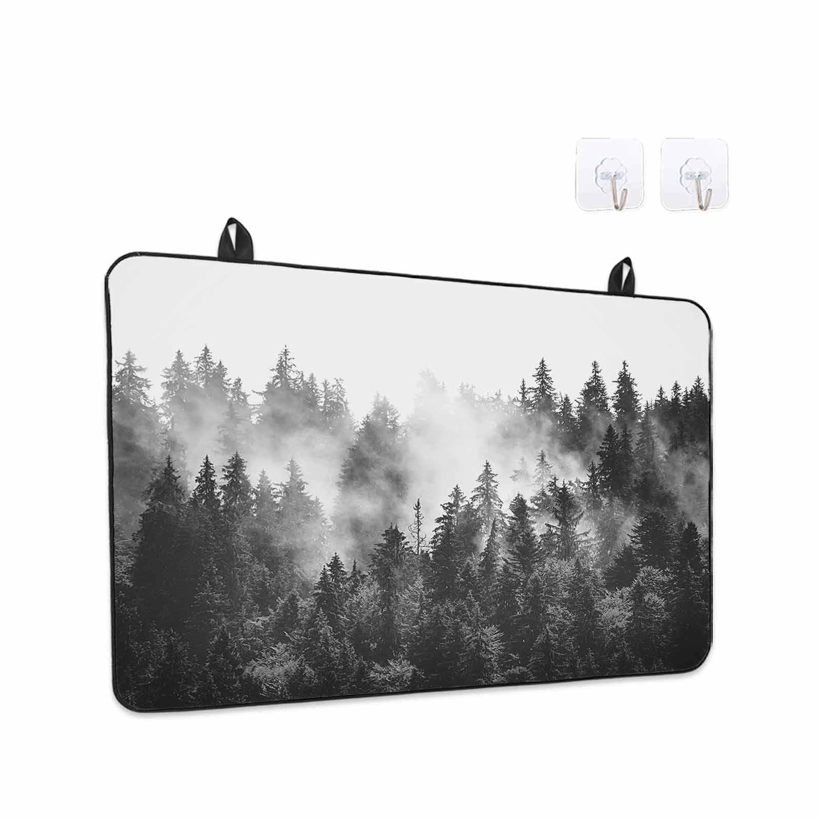 Black Forest Stove Top Cover for Electric Stove,Heat-proof & Non Slip Glass Top Stove Cover Protector,Black and White Natural Landscape Modern Abstract Art Kitchen Cooktop Rubber Mat 24x21 Inches