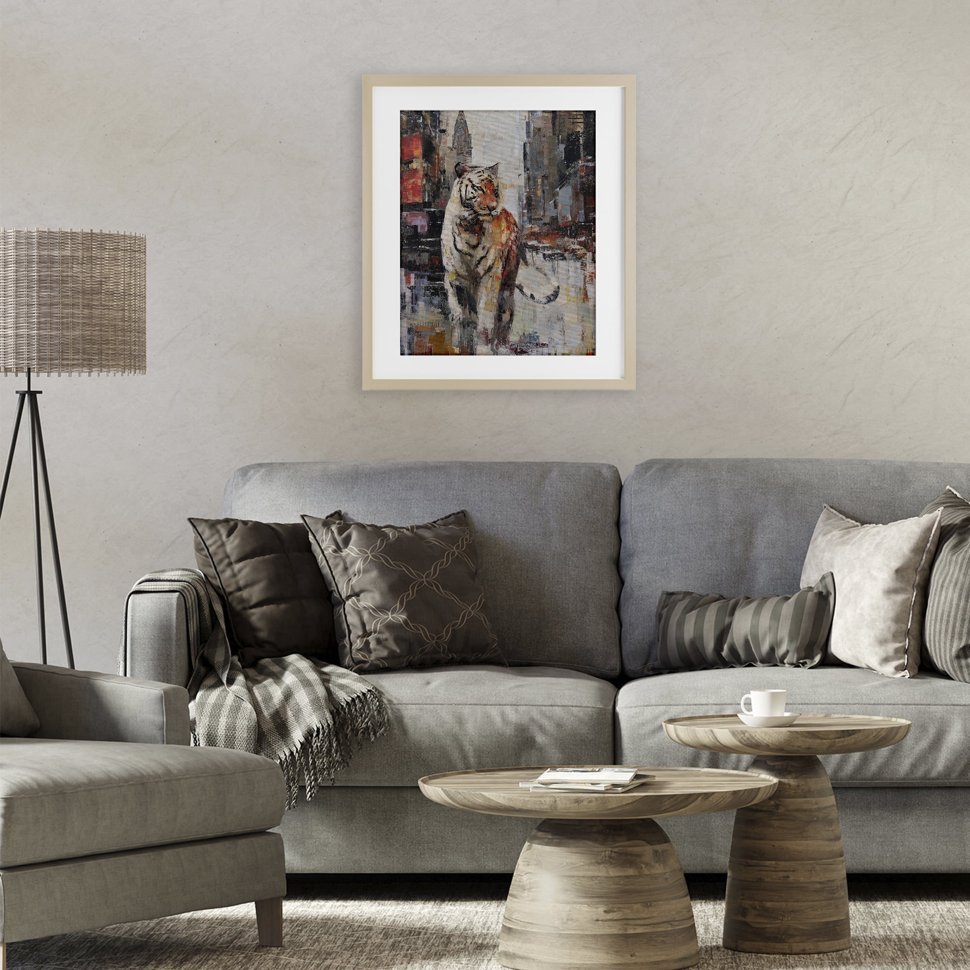 Stupell Industries Concrete Predator Roaming City Birch Framed Print Under Glass, design by Svetlana Aleynikova