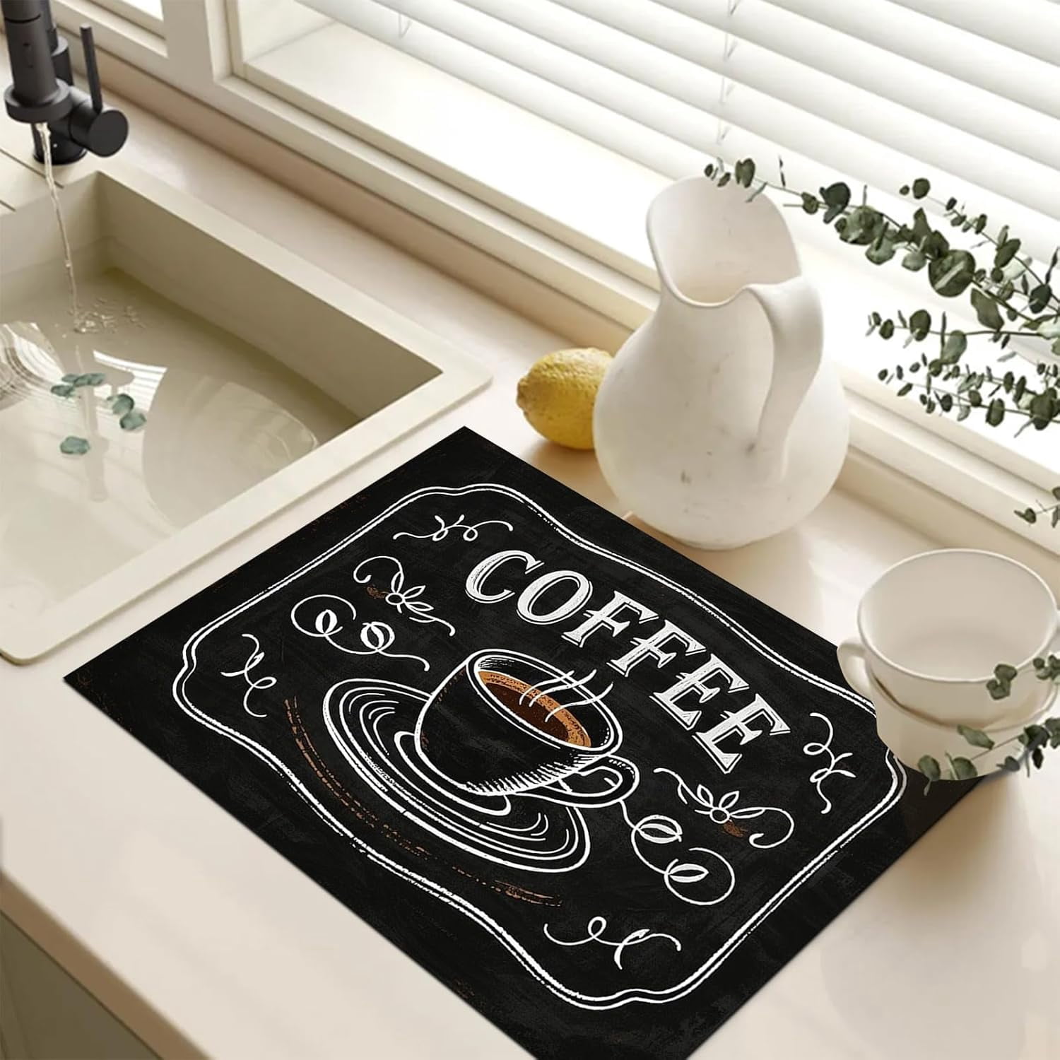 Stove Top Covers for Electric Stove 28x20 Inch Heat Resistant Countertop Protector Glass Cooktop Covers Dish Drying Mat RV Range Top Pad Coffee Chalkboard Design
