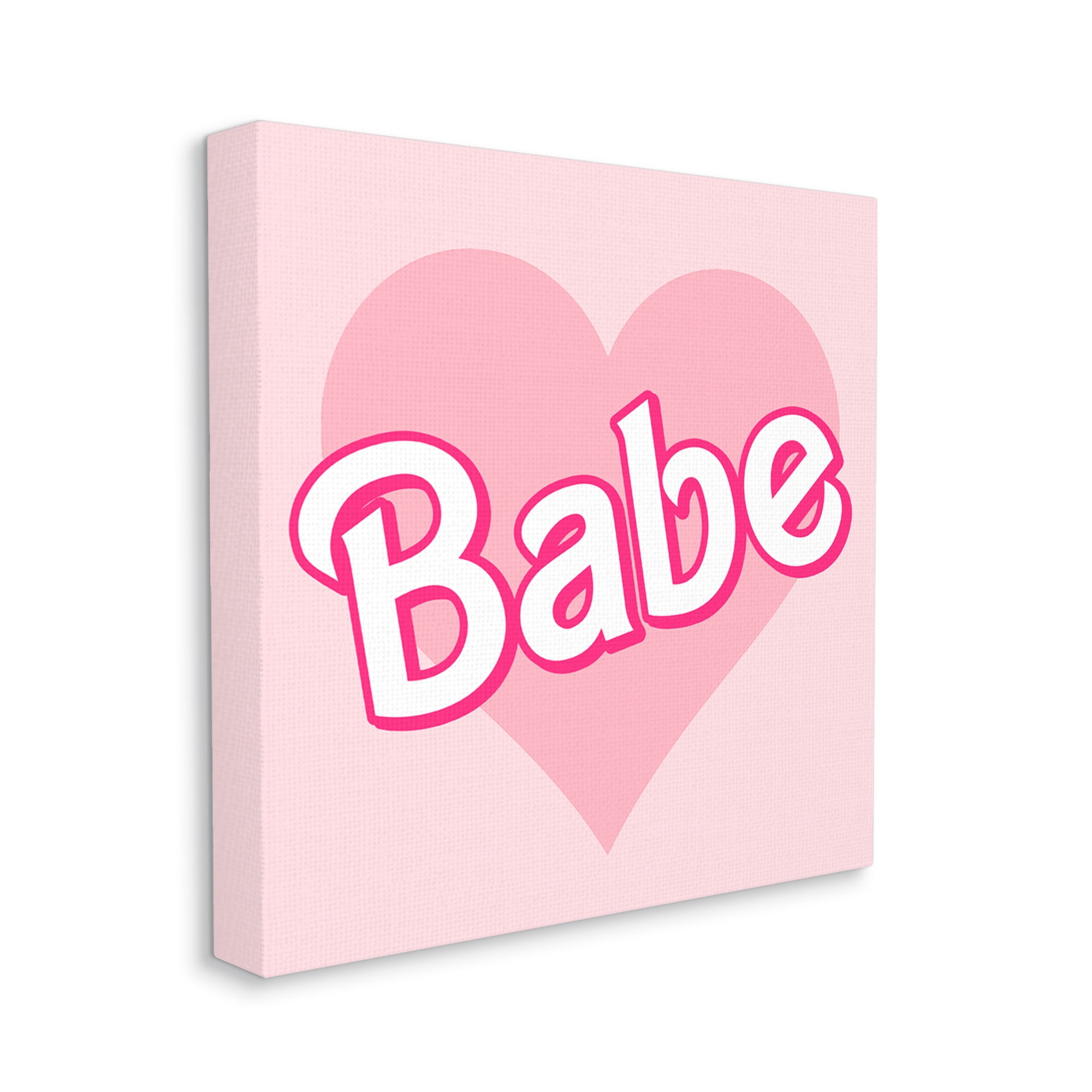 Stupell Industries Babe Phrase Pink Heart Inspirational Painting Gallery Wrapped Canvas Print Wall Art, 17 x 17
