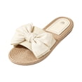 thumbnail image 2 of Bow Accent Espadrille Slide Sandals, Women's Bowknot Raffia Decor Flat Sandals, Round Toe Slip-On Summer Shoes, Fashion Comfortable Ladies Beach Shoes, Lightweight Women Sandals Vacation, Beige 5.5, 2 of 7