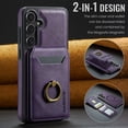 thumbnail image 2 of 2 in 1 Function Detachable Magnetic Phone Cases Compatible with Samsung Galaxy S24 Case with Card Holder Ring, Compatible with Magsafe Wallet, Slim Fit PU Leather Men RFID Blocking, Purple, 2 of 10