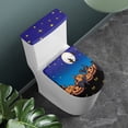 thumbnail image 3 of HELLHERO Toilet Dust Cover Set of 2 Pack Universal Toilet Lid Covers Set Easy to Install Hotel, Blue Halloween Pumpkin & Black Cat Pattern, 3 of 8