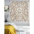 thumbnail image 3 of Light Brown Flowers Sheer Curtains 63 Inch Length 2 Panels Set, Rustic Boho Ethnic Middle Century Voile Window Treatment Rod Pocket Curtains Sheers Drapes for Bedroom/Living Room/Kitchen 52x"63"x2, 3 of 7