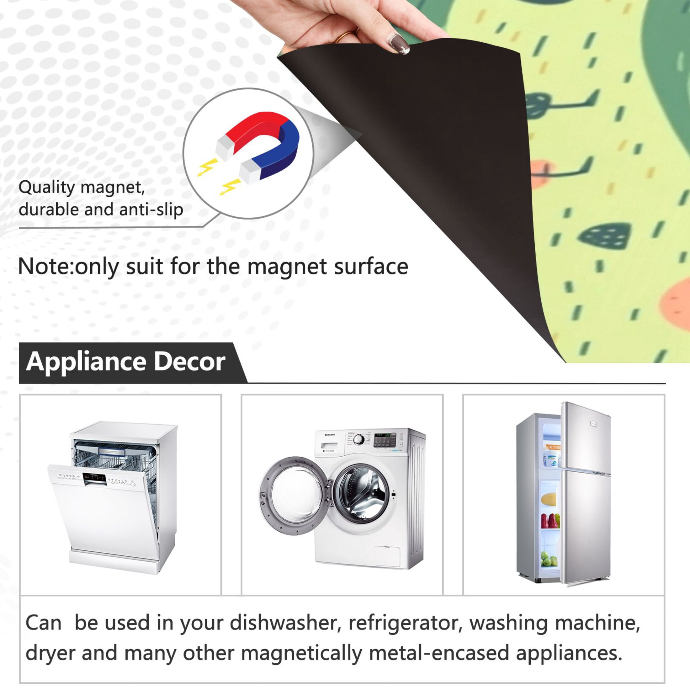 Dishwasher Magnetic Sticker 23x26 Inch Refrigerator Magnetic Sticker Washing Machine Magnetic Sticker Kitchen Panel Magnetic Sticker Home Decor Green Cartoon Hill