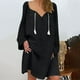 thumbnail image 2 of Vestido de mujer Vintage Casual Vestido con cuello en V Manga larga Suelto con flecos Midi Vestido Pompotops  ghjkhdj17294, 2 of 8