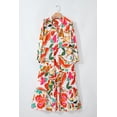 thumbnail image 3 of FOLUNSI Charme de Grace : Robe à Volants à Col en V Orange Vif à Motif Floral pour Tailles Plus, 3 of 8