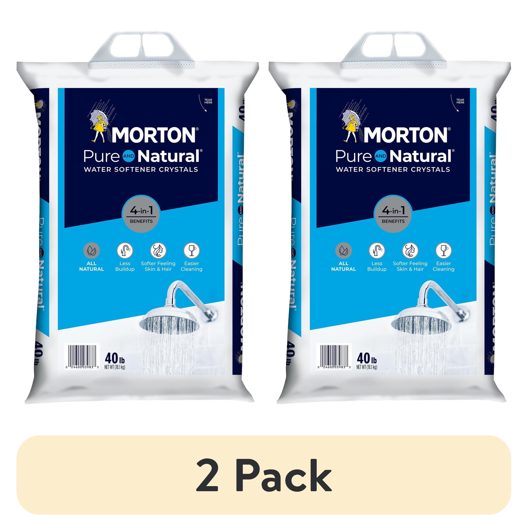 (2 pack) Morton Pure and Natural Water Softener Salt Crystals, 40 lb