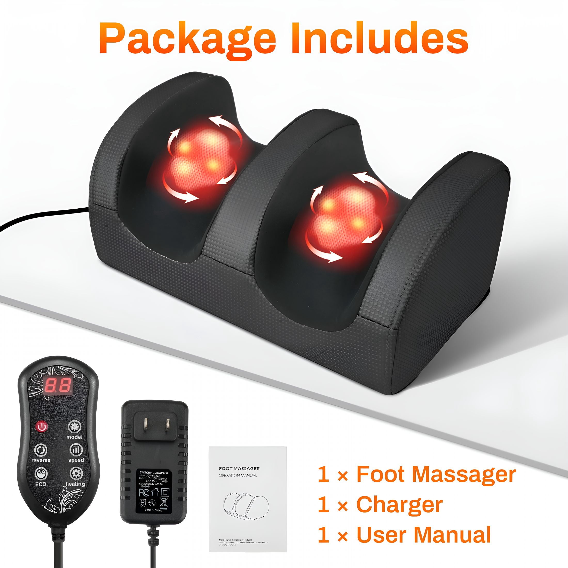 XIRQI Foot Massager,Shiatsu and Foot Massage Machine,Calf Deep Tissue Massage Machine with Heat,Calf Massager Leg Massager with Massage Roller,Gifts for Mom&Dad,Black