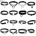 thumbnail image 2 of Mujer negro Punk gargantilla Collar Pu cuero gótico remaches gargantilla Collar Pendientes fiesta Club Sexy gótico mujer joyería Tan Jianjun unisex, 2 of 2