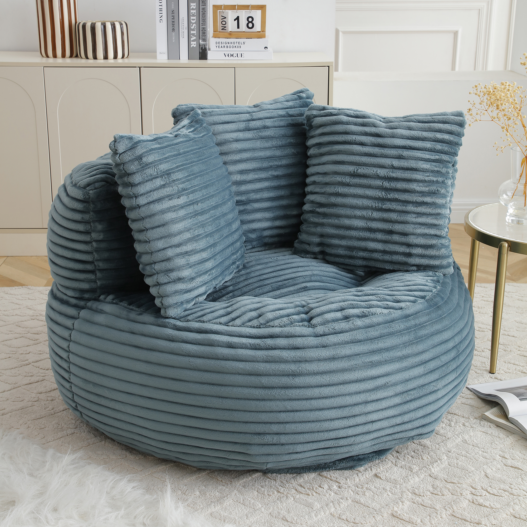 Miniyam 45"x40"x24" Large Bean Bag Couch, High-Density Support Foam, Ergonomic Design (Turquoise)